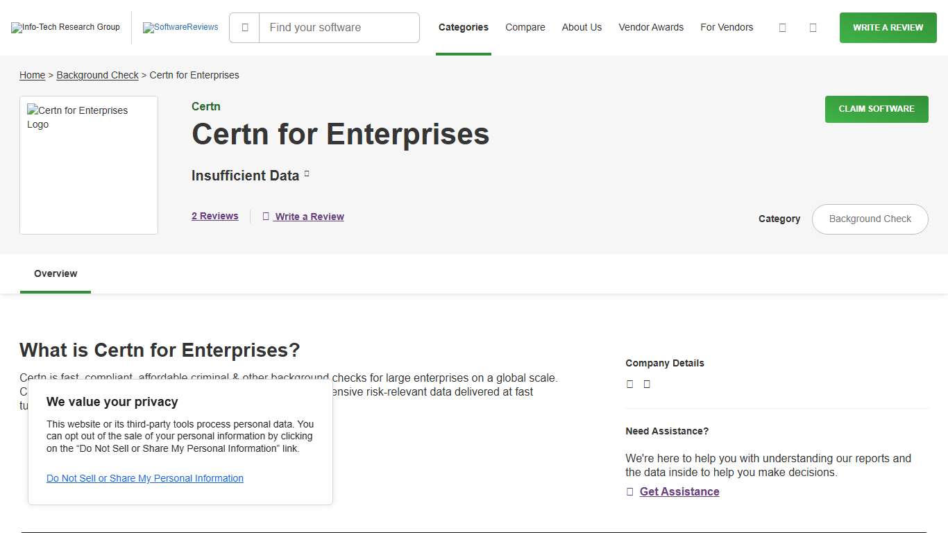 Certn for Enterprises Customer Reviews 2026 Background Check